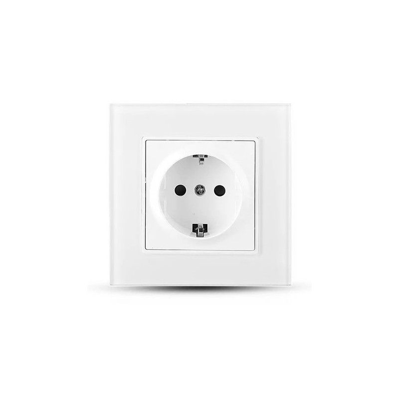 Priza Simpla 16a Cu Rama Din Sticla , Alb - imagine 7